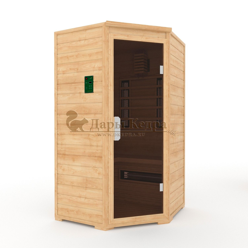 Двухместная угловая инфракрасная сауна кабина из кедра с керамическими излучателями